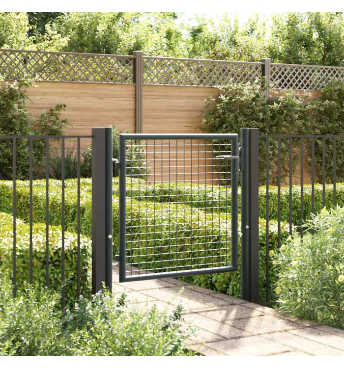 Portail en maille de jardin Acier galvanisé 100 x 125 cm Gris | Mobilier & Déco