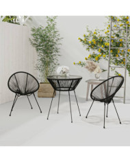 Ensemble à dîner d'extérieur 3 pcs Rotin PVC Noir | Mobilier & Déco