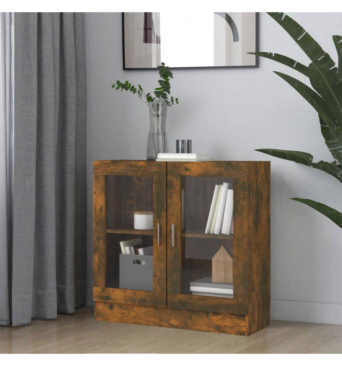 Armoire à vitrine Chêne fumé 82,5x30,5x80 cm Bois d'ingénierie | Mobilier & Déco