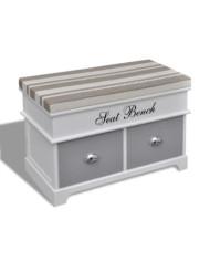 Banc d'entrée et de rangement avec coussin gris 2 tiroirs Blanc | Mobilier & Déco