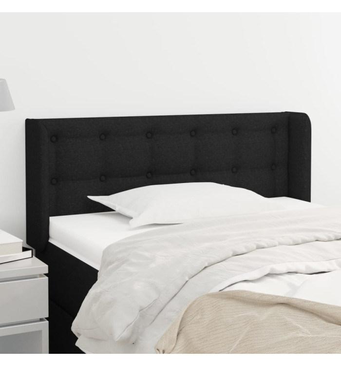 Tête de lit avec oreilles Noir 93x16x78/88 cm Tissu | Mobilier & Déco