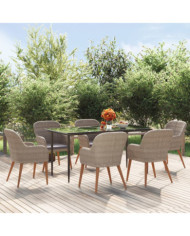 Ensemble à manger de jardin et coussins 7 pcs Marron | Mobilier & Déco