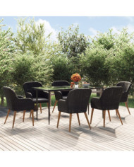 Ensemble à manger de jardin avec coussins 7 pcs Noir | Mobilier & Déco