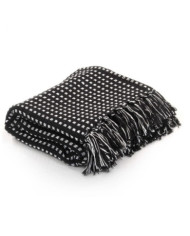 Couverture coton à carrés 125x150 cm Noir | Mobilier & Déco