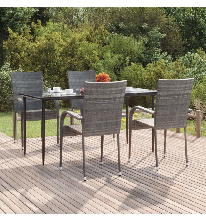 Ensemble à manger de jardin 5 pcs Gris Résine tressée | Mobilier & Déco