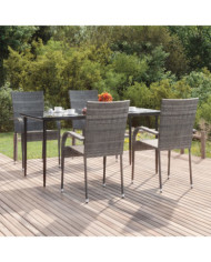 Ensemble à manger de jardin 5 pcs Gris Résine tressée | Mobilier & Déco