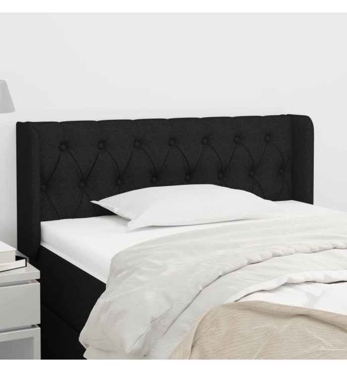 Tête de lit avec oreilles Noir 93x16x78/88 cm Tissu | Mobilier & Déco