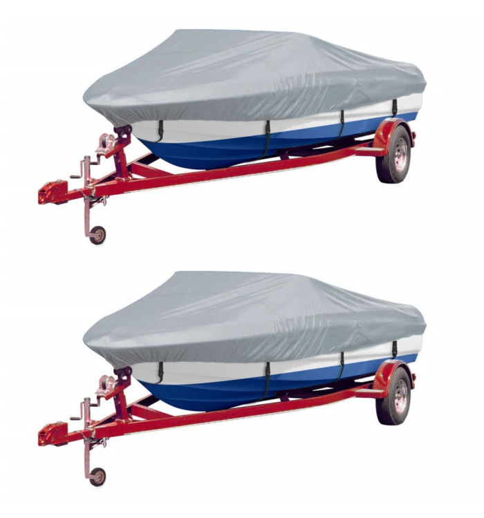 Housses de bateau 2 pcs Gris Longueur 427-488 cm Largeur 229 cm | Mobilier & Déco