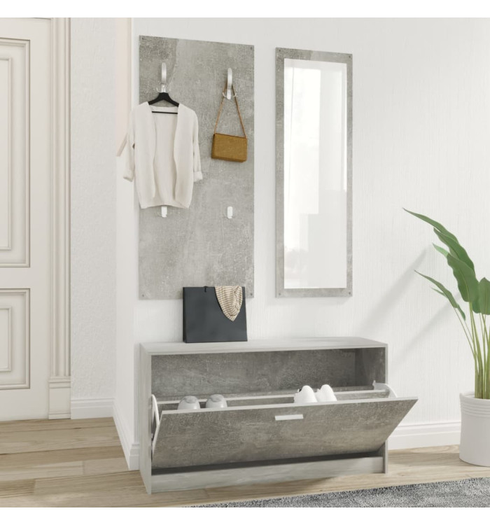 Ensemble d'armoires à chaussures 3-en-1 Gris béton | Mobilier & Déco