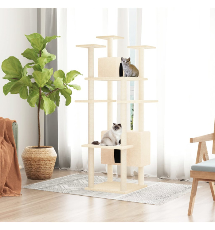 Arbre à chat avec griffoirs en sisal Crème 162 cm | Mobilier & Déco