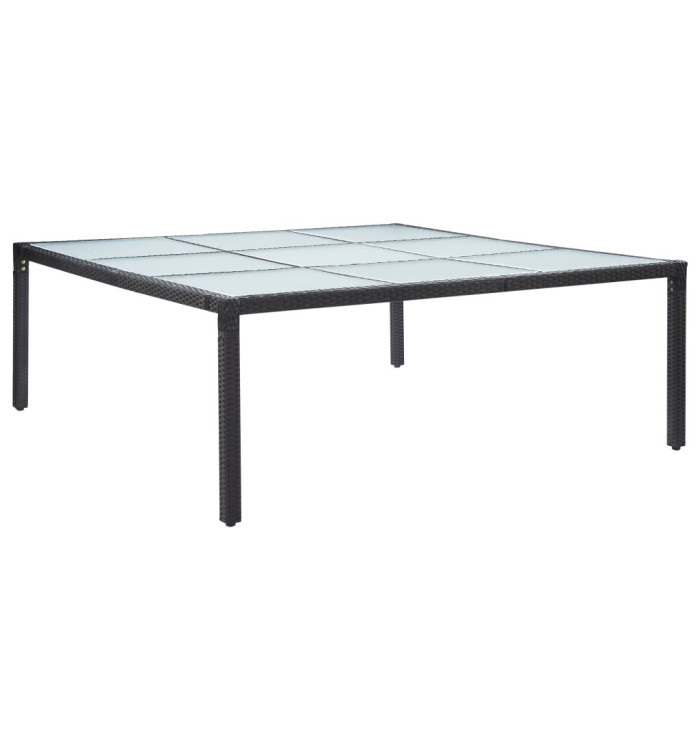 Table à dîner de jardin Noir 200x200x74 cm Résine tressée | Mobilier & Déco