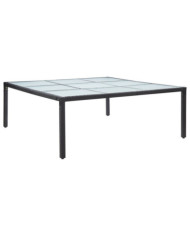 Table à dîner de jardin Noir 200x200x74 cm Résine tressée | Mobilier & Déco
