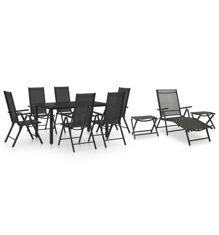 Ensemble à manger de jardin 10 pcs noir et anthracite | Mobilier & Déco