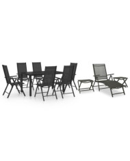 Ensemble à manger de jardin 10 pcs noir et anthracite | Mobilier & Déco