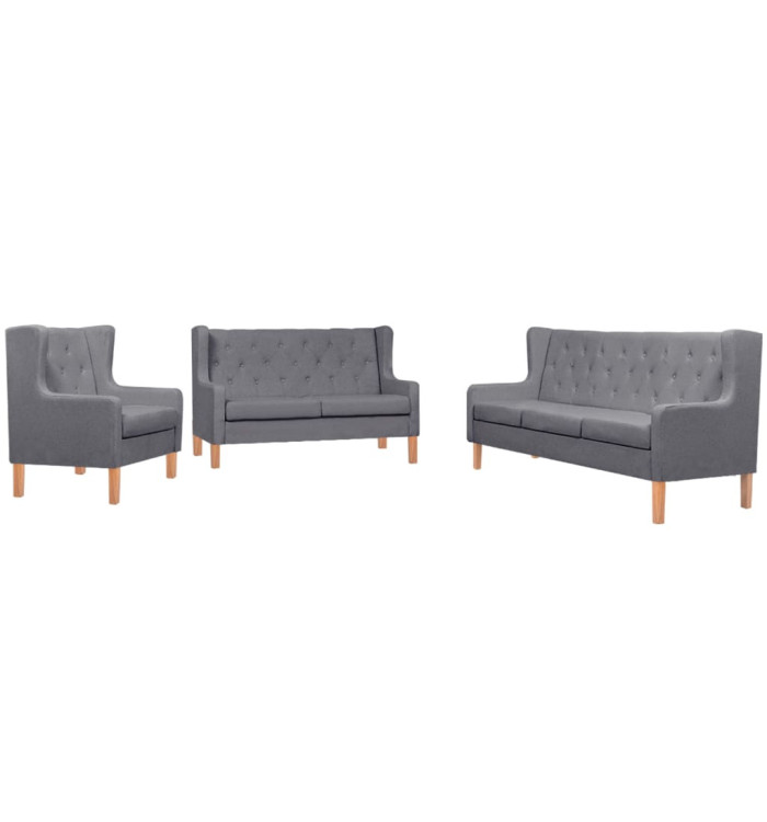 Ensemble de canapés 3 pcs tissu gris | Mobilier & Déco