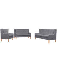 Ensemble de canapés 3 pcs tissu gris | Mobilier & Déco