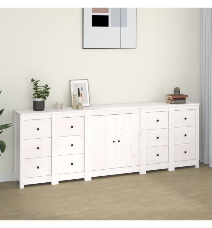 Buffet Blanc 230x35x80 cm Bois massif de pin | Mobilier & Déco