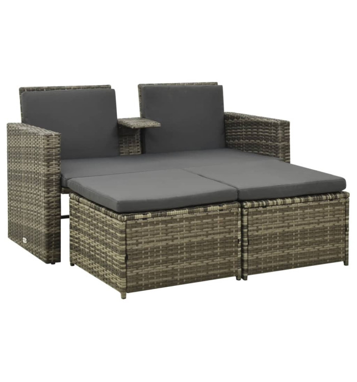 Salon de jardin 3 pcs avec coussins Résine tressée Gris | Mobilier & Déco
