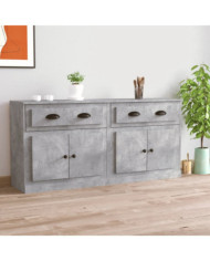 Buffets 2 pcs gris béton bois d'ingénierie | Mobilier & Déco