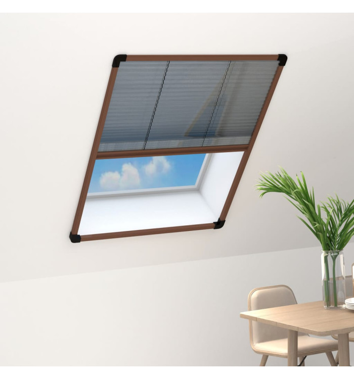 Moustiquaire plissée pour fenêtre Aluminium Marron 60x80 cm | Mobilier & Déco