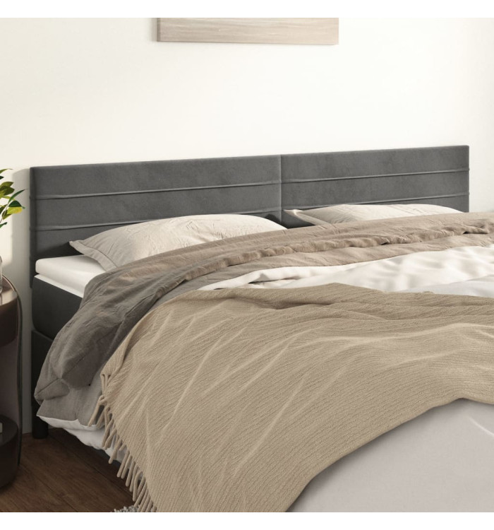 Têtes de lit 2 pcs Gris foncé 100x5x78/88 cm Velours | Mobilier & Déco