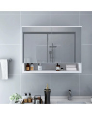 Armoire à miroir de salle de bain LED Blanc 80x15x60 cm MDF | Mobilier & Déco