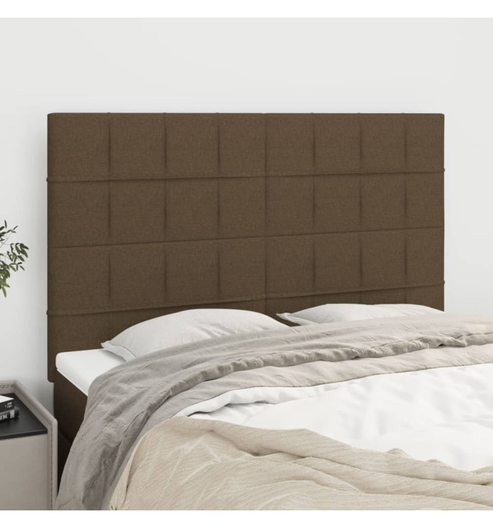 Têtes de lit 4 pcs Marron foncé 72x5x78/88 cm Tissu | Mobilier & Déco