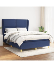 Sommier à lattes de lit avec matelas Bleu 140x200 cm Tissu | Mobilier & Déco