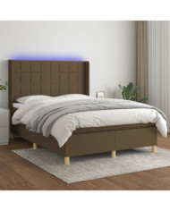 Sommier à lattes de lit matelas et LED Marron foncé 140x190 cm | Mobilier & Déco
