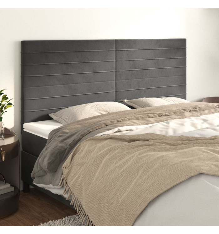 Têtes de lit 4 pcs Gris foncé 100x5x78/88 cm Velours | Mobilier & Déco