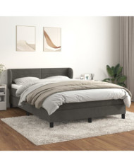 Sommier à lattes de lit et matelas Gris foncé 140x190cm Velours | Mobilier & Déco