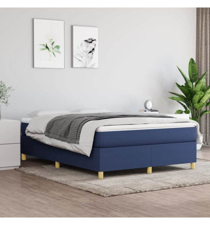 Sommier à lattes de lit avec matelas Bleu 140x200 cm Tissu | Mobilier & Déco