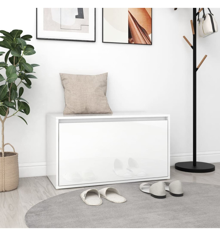 Banc d'entrée 80x40x45 cm Blanc brillant Bois d'ingénierie | Mobilier & Déco