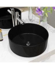 Lavabo rond Céramique Noir 40 x 15 cm | Mobilier & Déco
