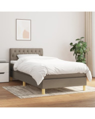 Sommier à lattes de lit avec matelas Taupe 90x190 cm Tissu | Mobilier & Déco