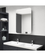 Armoire de salle de bain à miroir LED blanc et chêne 60x11x80cm | Mobilier & Déco