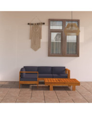Salon de jardin 5 pcs avec coussins gris foncé Bois d'acacia | Mobilier & Déco