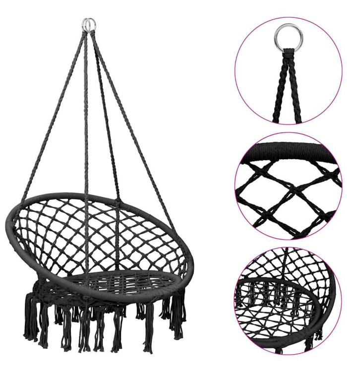 Chaise à bascule en hamac 80 cm Anthracite | Mobilier & Déco