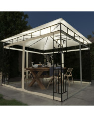 Tonnelle avec moustiquaire et lumières LED 3x3x2,73 m Crème | Mobilier & Déco