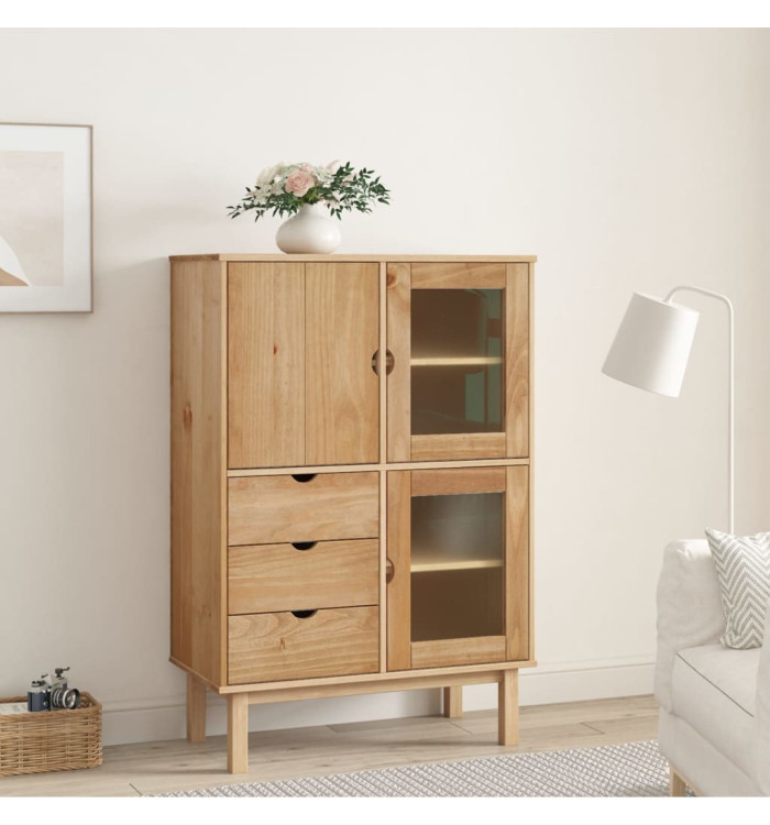 Buffet haut OTTA 85x43x125 cm bois massif de pin | Mobilier & Déco