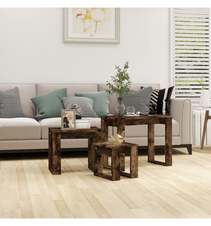 Tables gigognes 3 pcs Chêne fumé Bois d'ingénierie | Mobilier & Déco