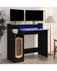 Bureau avec lumières LED noir 97x45x90 cm bois d'ingénierie | Mobilier & Déco
