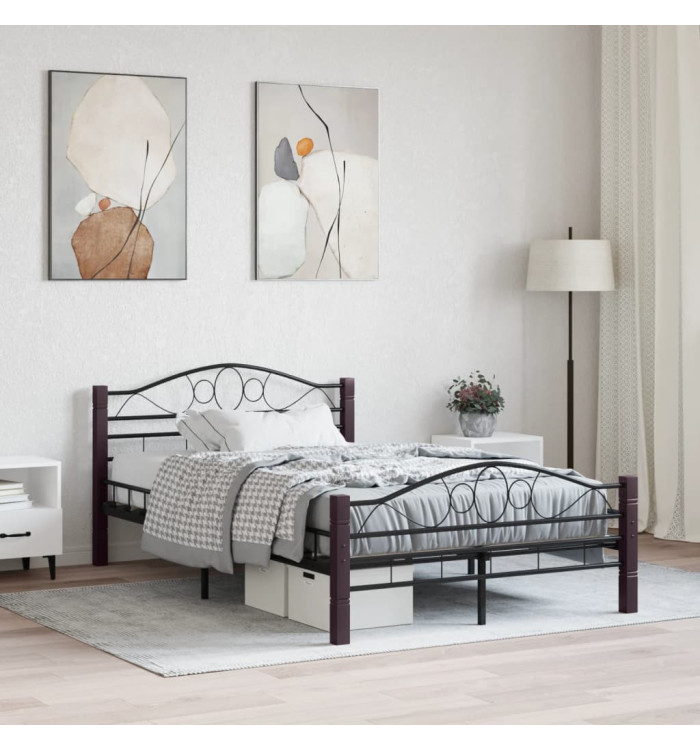 Cadre de lit sans matelas noir métal 120x200 cm | Mobilier & Déco
