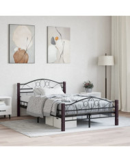 Cadre de lit sans matelas noir métal 120x200 cm | Mobilier & Déco
