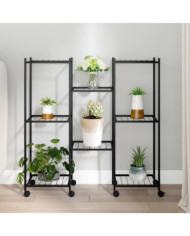 Jardinière avec roues 83x25x83,5 cm Noir Fer | Mobilier & Déco