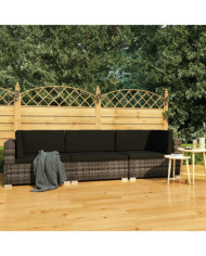 Salon de jardin avec coussins 3 pcs résine tressée gris | Mobilier & Déco