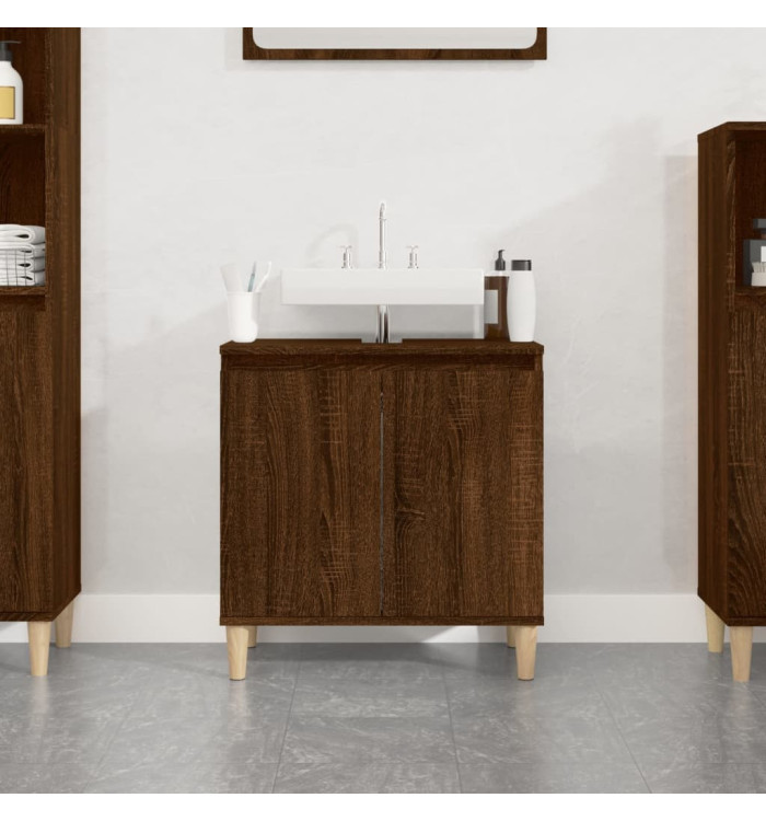 Meuble d'évier chêne marron 58x33x60 cm bois d'ingénierie | Mobilier & Déco