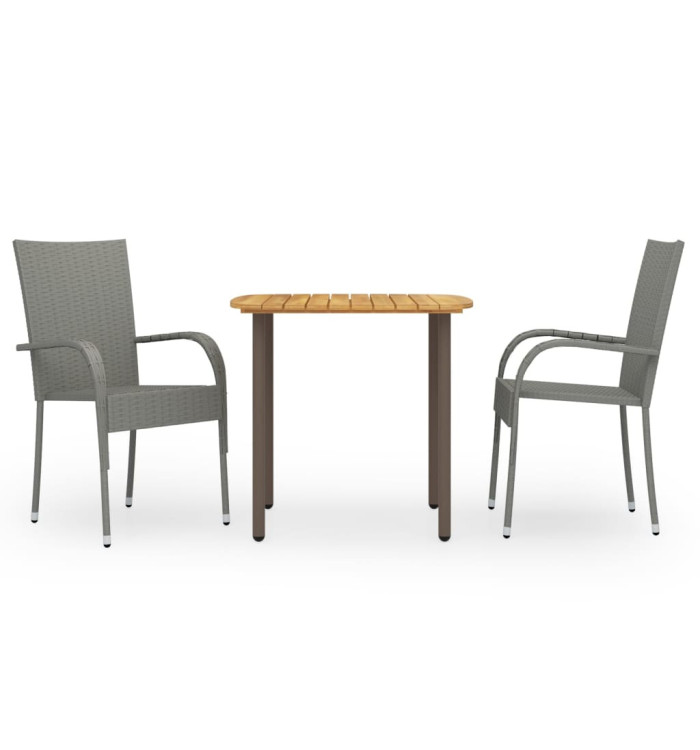 Ensemble à manger de jardin 3 pcs Résine tressée Gris | Mobilier & Déco