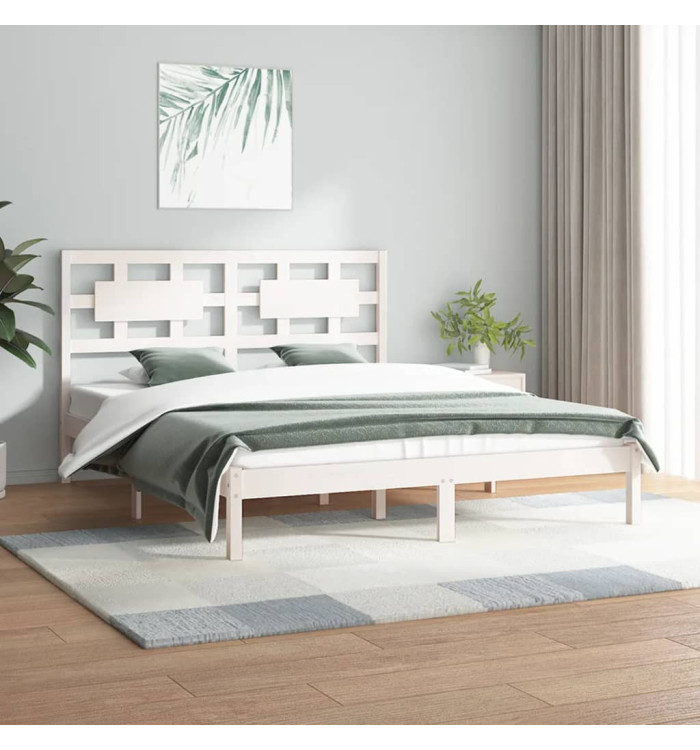 Cadre de lit sans matelas blanc 140x200 cm bois de pin massif | Mobilier & Déco