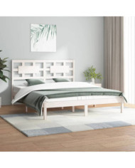 Cadre de lit sans matelas blanc 140x200 cm bois de pin massif | Mobilier & Déco